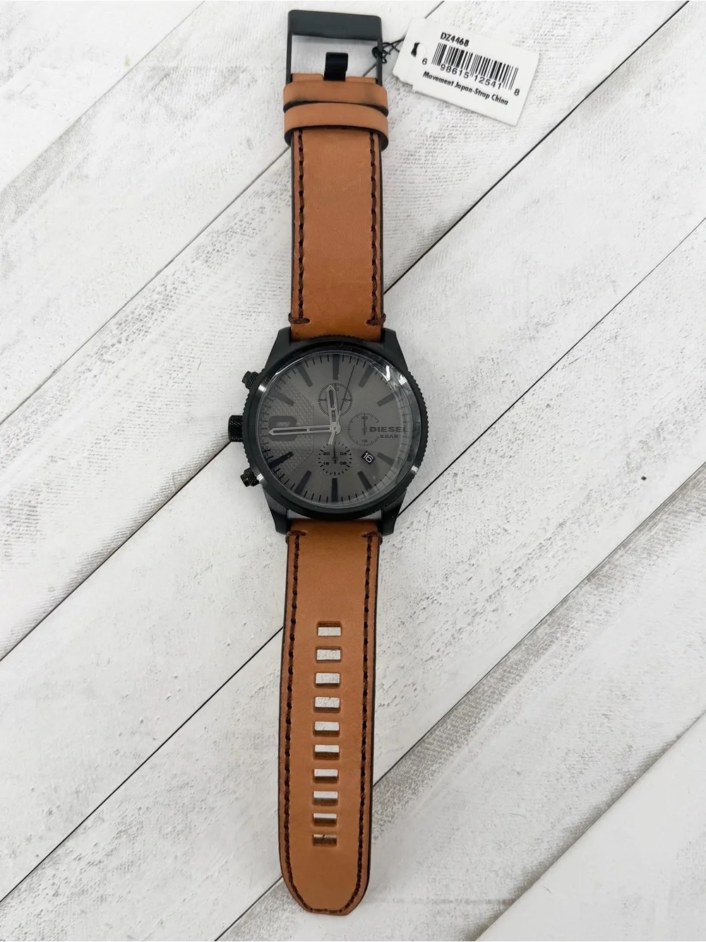 NWT Diesel Rasp Chronograph Leather Men's Watch DZ4468